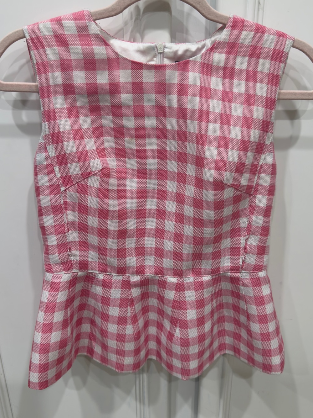 D&G Sleeveless Pink Gingham Peplum Top